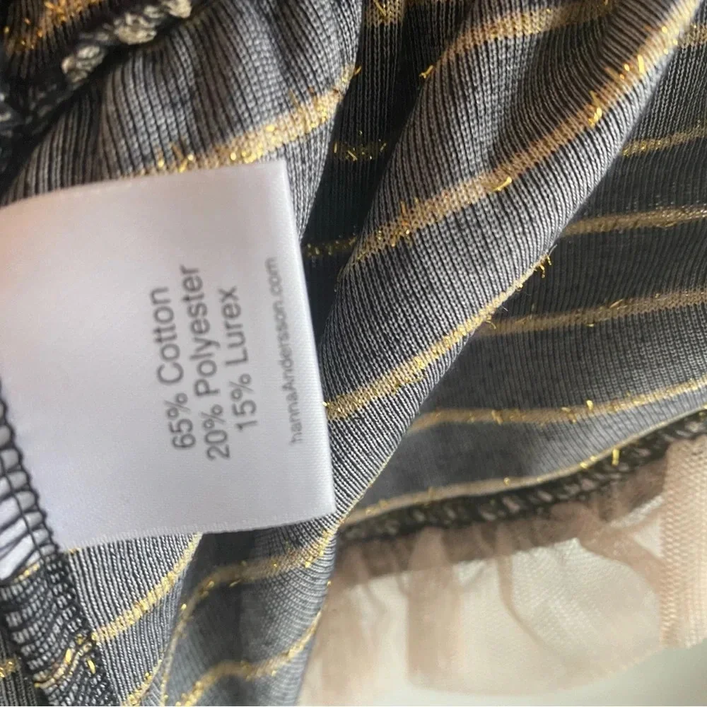 Hanna Andersson black & gold tulle trim velour  tier dress size 6/7
